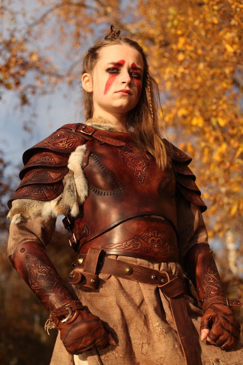 Viking leather armor for women set larp female armor leather