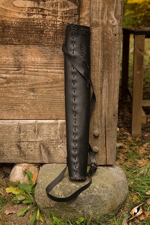 Black leather quiver without arrows - LARP weapons from the mail-order shop