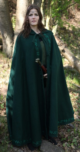 Woolen cloak with long hood and embroidery order online with larp fashion