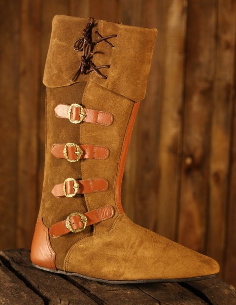 Bottines médiévales Vasco avec laçage sur le côté en marron | La