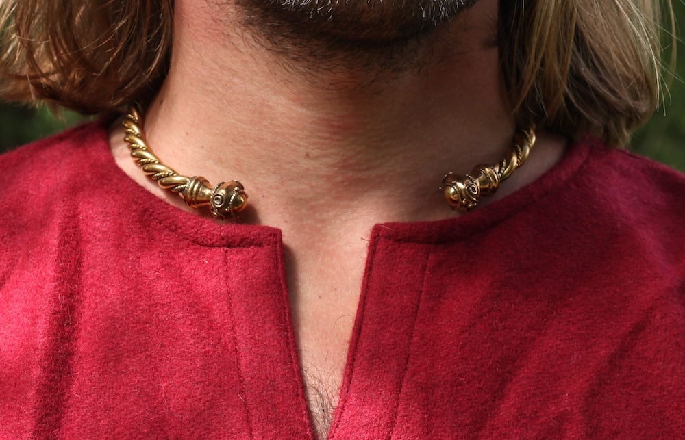 Keltischer Bronze-Halsreif für Männer - Wikinger Torques aus dem Online Shop von larp-fashion.de