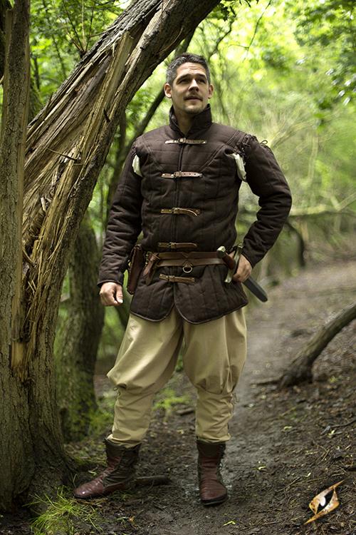 Der Gambeson schwarz oder braun für das Mittelalter-LARP