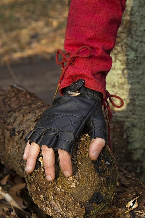 XXL Schwarz S Fingerlose Handschuhe aus Leder Lederhandschuhe 