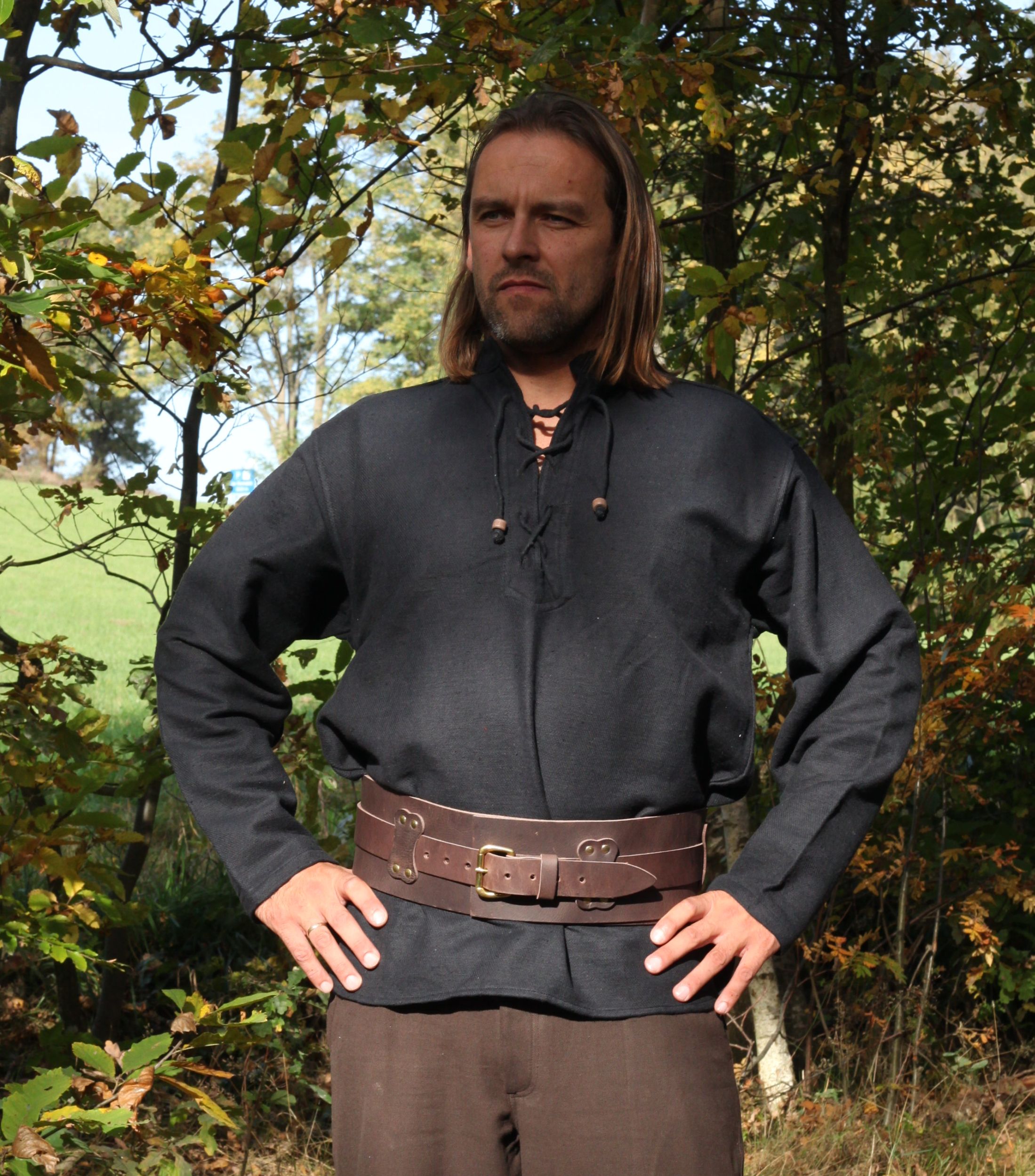 Mittelalter Hemd Herren - Mittelalterlich Hemden in schwarz aus Baumwolle