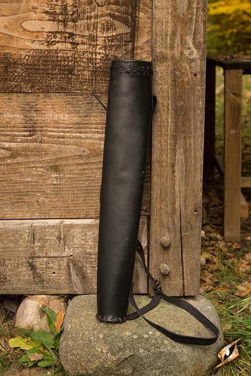 Black leather quiver without arrows - LARP weapons from the mail-order shop