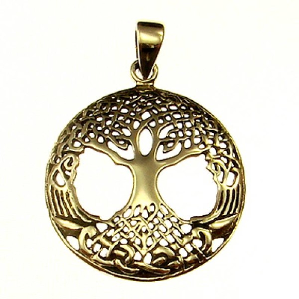 Pendentif Grand Arbre De Vie Yggdrasil Avec Runes En Bronze - Kiss Of Leather N°144 - Viking Celtique