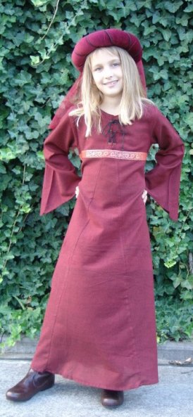 Kleid für Mittelalter Kinder in grün, rot und schwarz