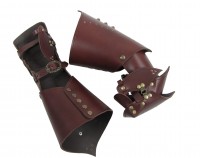 HiiFeuer Mittelalter Armschienen - Geprägte Leder-Armschützer Für LARP & Cosplay